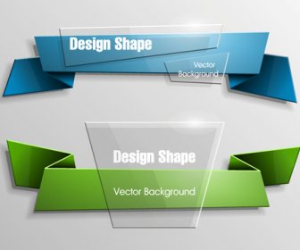 Colorful Shape With Glass Banners Vector Set Colorful Shape With Glass Banners Vector Set