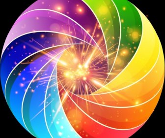 Colorful Sparkling Background Whirling Lines Style Design