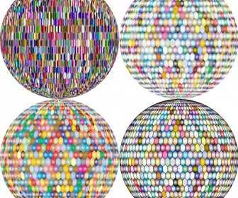 Colorful Spheres Vector Illustration With Illusion Style