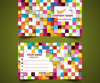 Modelli Di Colorato Quadrato Astratto Business Card