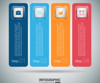 Bunte Schritt Für Schritt Infografiken Vorlage