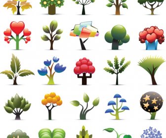 Colorful Trees Vector Set