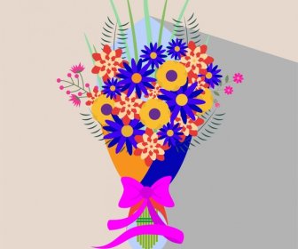 Colorful Wedding Flower Vector Illustration In Flat Style