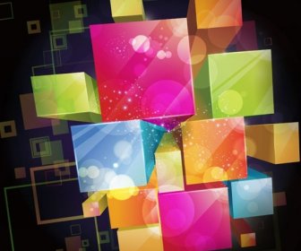 Colorful 3d Cubes Vector Background