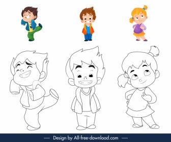 Coloração Elementos Livro Projeto De Desenho Animado Personagens De Infância