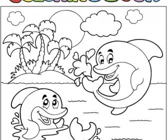 Coloring Picture Sea World Vector Template