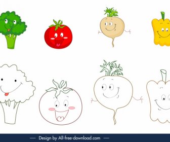 Coloring Plants Book Design Elements Funny Stylized Sketch