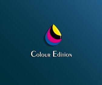カラーエディションロゴベクター画像デザインカラフルな光沢のある丸みを帯びた液滴形状