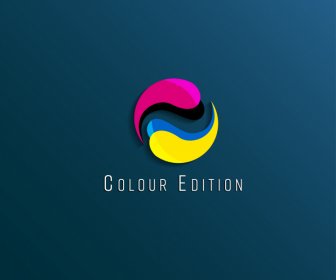 colour edition logo vector design shiny colorful rounded curves decor