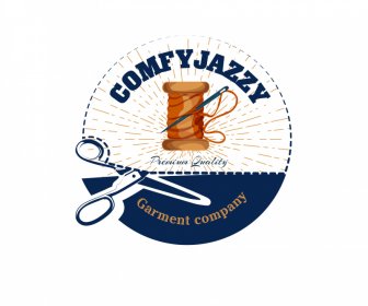 Comfyjazzy Garment Company Logo Sketsa Elemen Menjahit Klasik