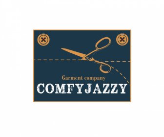 Template Logo Perusahaan Garmen Jazzy Datar Klasik Dinamis Gunting Cutting Sketch