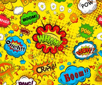 Comic Explosion Speech Bubbles Vector Seamless Pattern