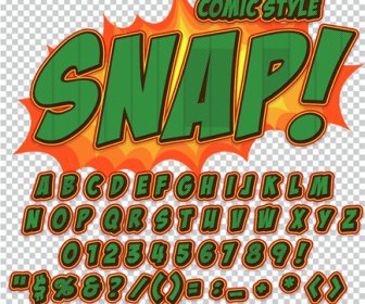 Comic-Stile Alphabet Mit Zahlen Und Symbolvektor-Set 13