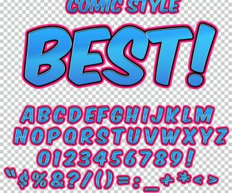 Comic Styles Alphabet With Numbers And Symbol Vector Set 16