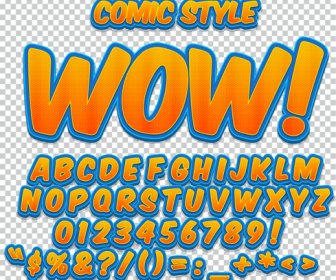 Comic Styles Alphabet With Numbers And Symbol Vector Set 17