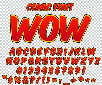 Gaya Komik Alfabet Dengan Angka Dan Simbol Vektor Set No.341690