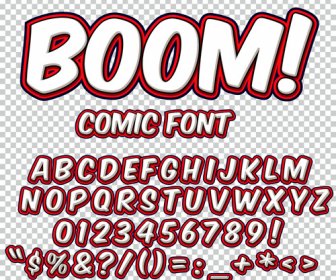 Comic Styles Alphabet Mit Zahlen Und Symbol Vektor Set No.341756