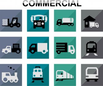 Коммерческая концепция Иллюстрация иконы с различных транспортных средств