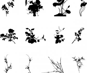 Обычно растения силуэты векторной графики