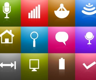 Communication Reflection Icons Colorful Vector Illustration