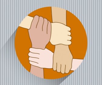 Community Combination Banner Holding Hands Icon Round Isolation