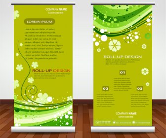 Ilustrasi Banner Perusahaan Dengan Menggulung Artistik Desain