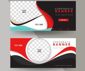 Company Banner Templates Dynamic Curves Checkered Decor