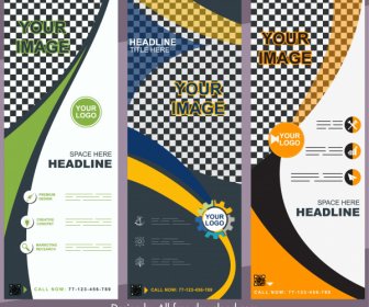 Company Banners Templates Colorful Modern Abstract Checkered Decor