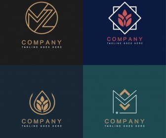 Company Logo Templates Flat Floral House Symbols