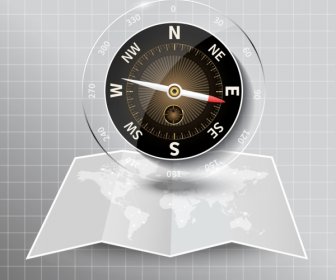 Kompass-Hintergrund Modernen Glänzend Glas Dekor Symbol 