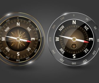 Kompas Template Mengkilap Kaca Modern Desain