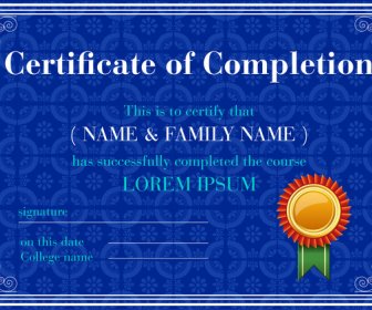 Completion Certificate Illustrations With Blue Vignette Background