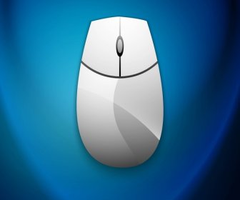 Computer Mouse Shiny Icon Blue Background Vector Illustration