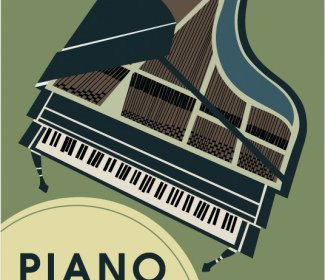 Concert Advertising Banner Piano Sketch Retro Design