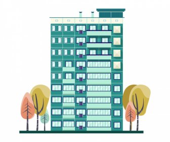 콘도미니엄 아파트 아이콘 플랫 현대 스케치