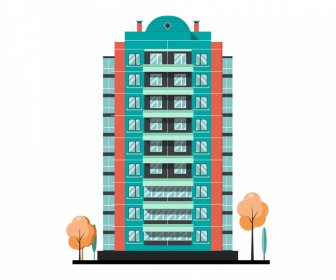 condominium apartment icon flat modern symmetric sketch