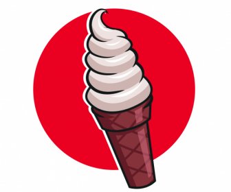 コーンアイスクリームアイコン光沢のあるフラットクラシック形状