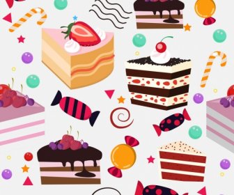 Confectionery Background Cream Cakes Candies Icons Decor