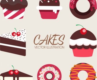 Confectionery Background Cream Cakes Pie Icons Decor