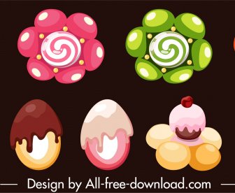 Süßwaren Designelemente Pralinen Süßigkeiten Skizze