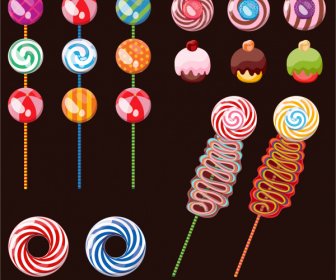 Confectionery Design Elements Colorful Candies Shapes Sketch