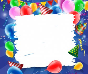 Confeti Con Fondo De Cumpleaños De Globos De Colores