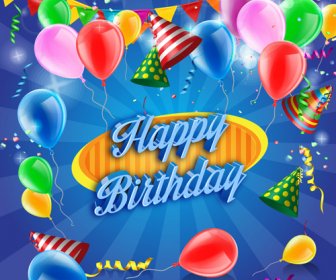 Confetti With Colored Balloons Birthday Background