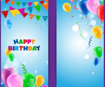 Confete Com Vetor De Banner De Aniversário Balões Coloridos