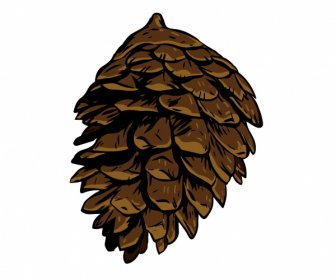 Conifer Pine Cone Icon Classical Handdrawn Sketch