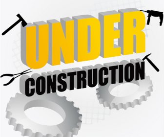 Construction Sign With Gearwheel Vector 2