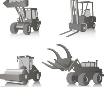 Baufahrzeuge Design Vektor Set