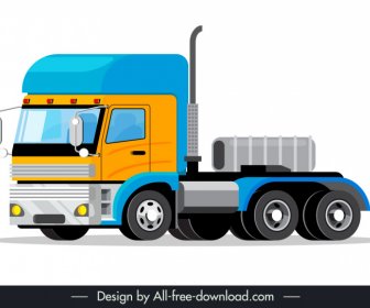 Container Truck Towing Goods Icon Modern 3d Sketch