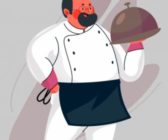 요리 아이콘 남자 서빙 음식 스케치 만화 디자인