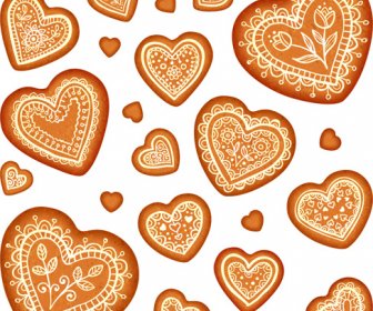 Cookie Heart Vector Seamless Pattern